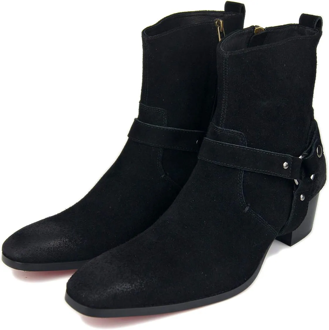 OSSTONE Dress Boot for Men Leather Chukka Designer Boots Casual Heel Shoes Zipper-up OS-JY002-US