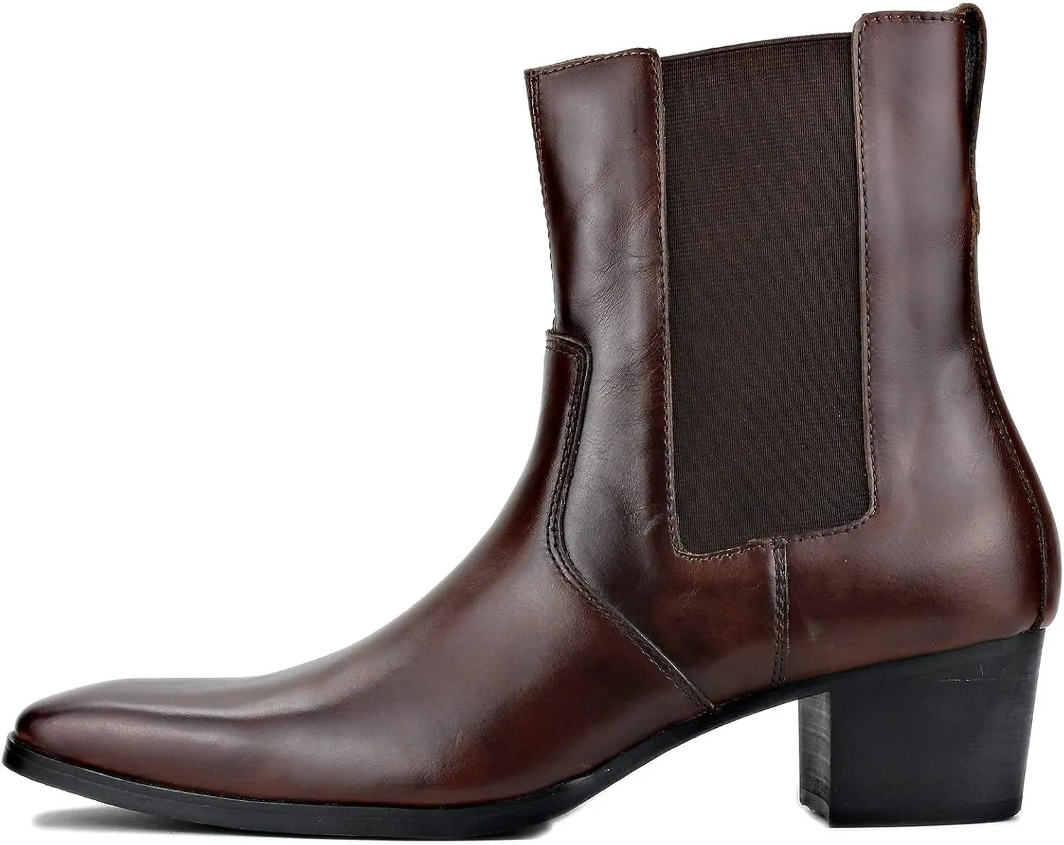 OSSTONE Men Chelsea Ankle Boots Leather Chukka Boots Heel Retro Dress Boots JY038-US