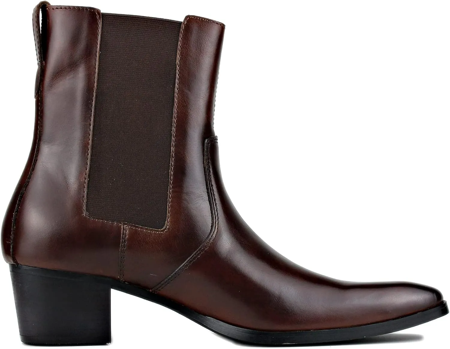 OSSTONE Men Chelsea Ankle Boots Leather Chukka Boots Heel Retro Dress Boots JY038-US
