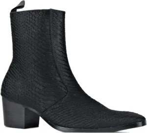 OSSTONE Men Chelsea Ankle Boots Leather Crocodile Print Pony Hair Chukka Boots with Side Zipper Heel Dress Boots JY021-A