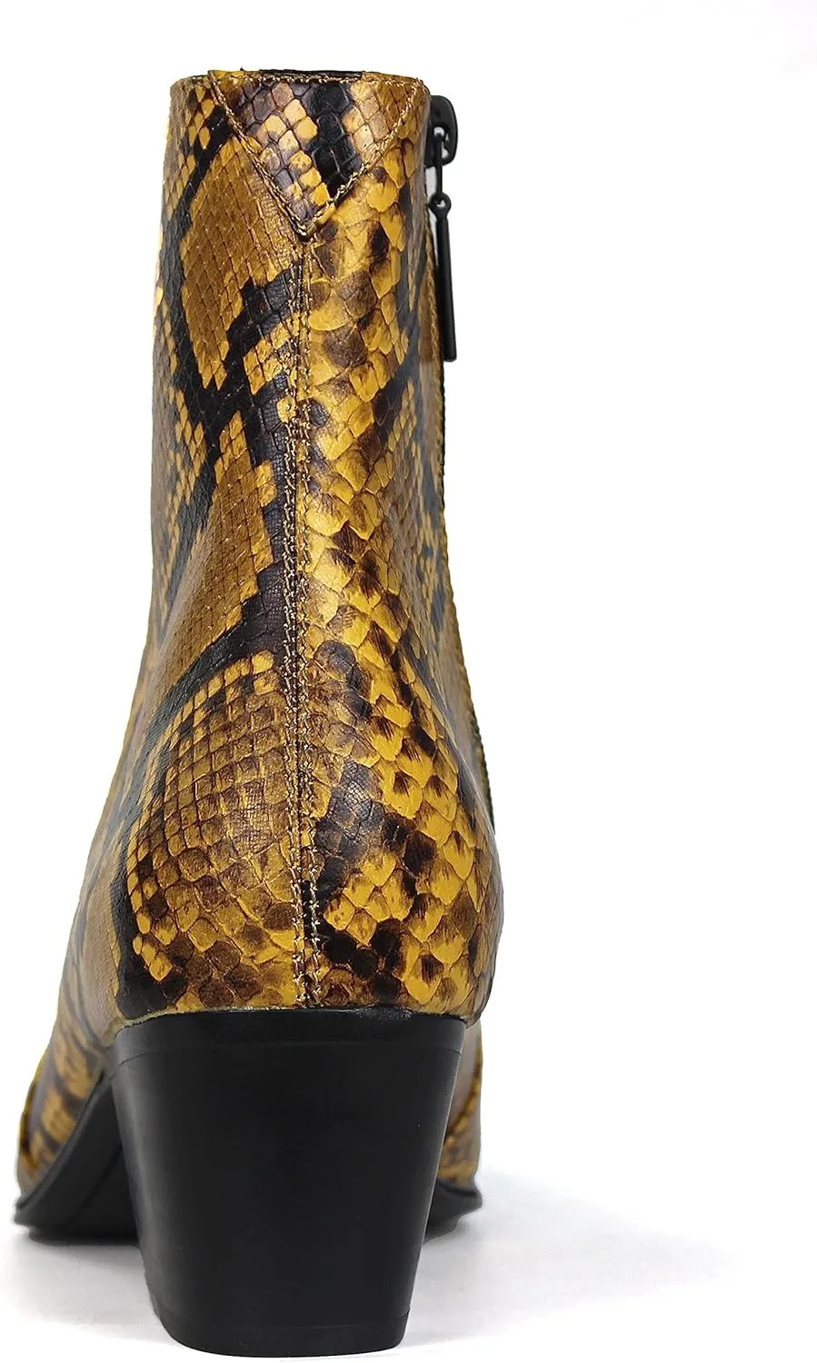 OSSTONE Men Chelsea Ankle Boots Leather Snake Print Chukka Boots with Side Zipper Heel Retro Dress Boots OS-JY059-US-R