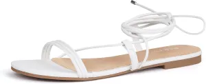 PARTY Women's Strappy Sandals Lace Up Flats Tie Up Open Toe Ankle Strap Shoes