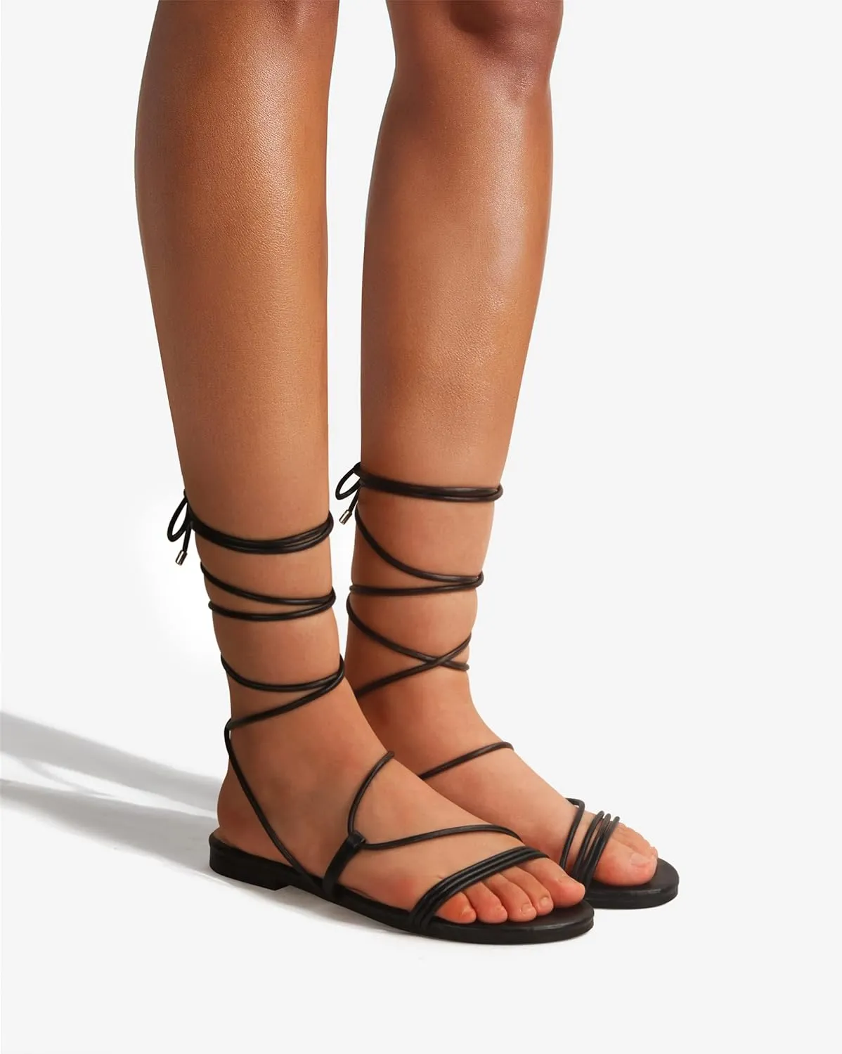 PARTY Women's Strappy Sandals Lace Up Flats Tie Up Open Toe Ankle Strap Shoes