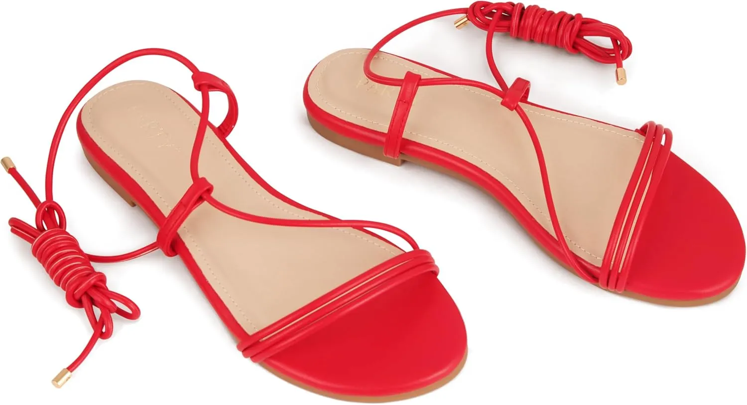 PARTY Women's Strappy Sandals Lace Up Flats Tie Up Open Toe Ankle Strap Shoes