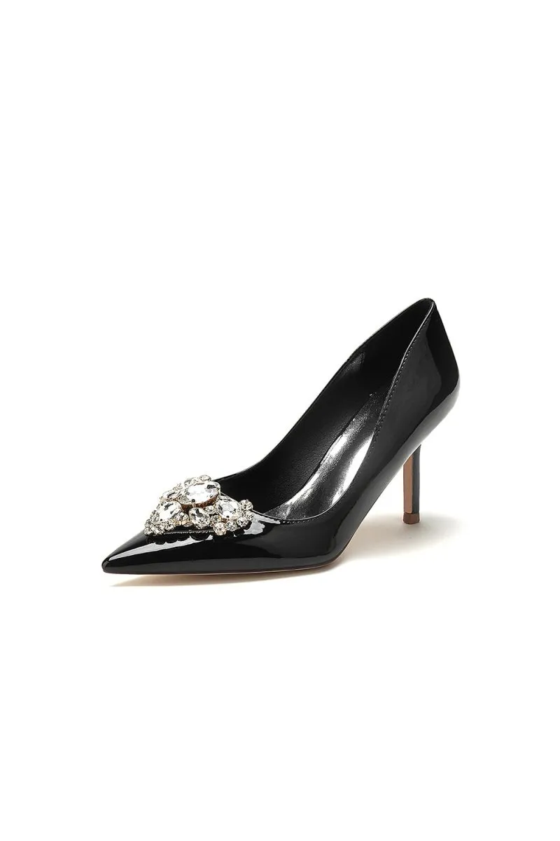 Patent Leather Rhinestone Stiletto Heels