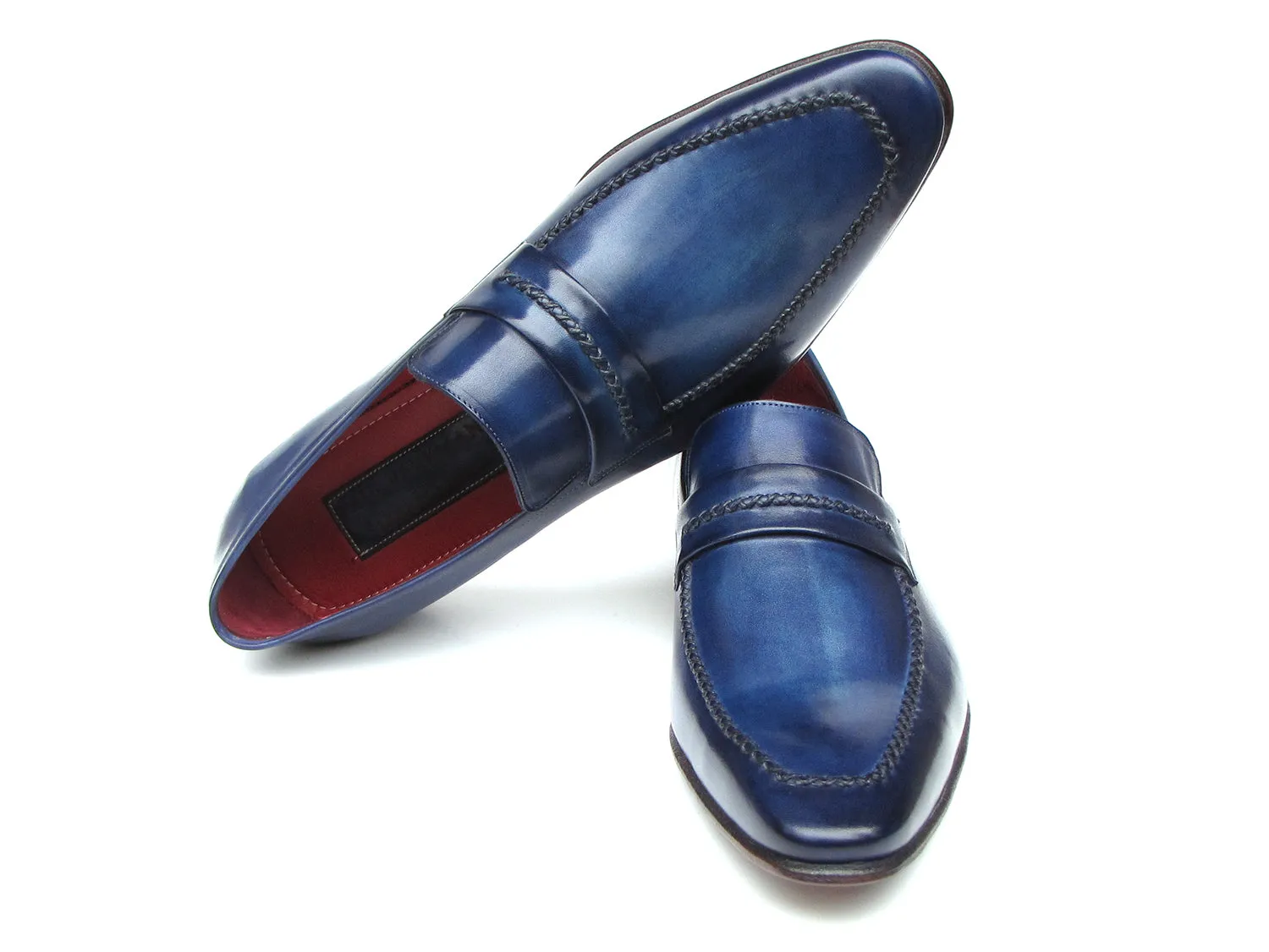 Paul Parkman Men's Loafer Shoes Navy (ID#068-BLU)