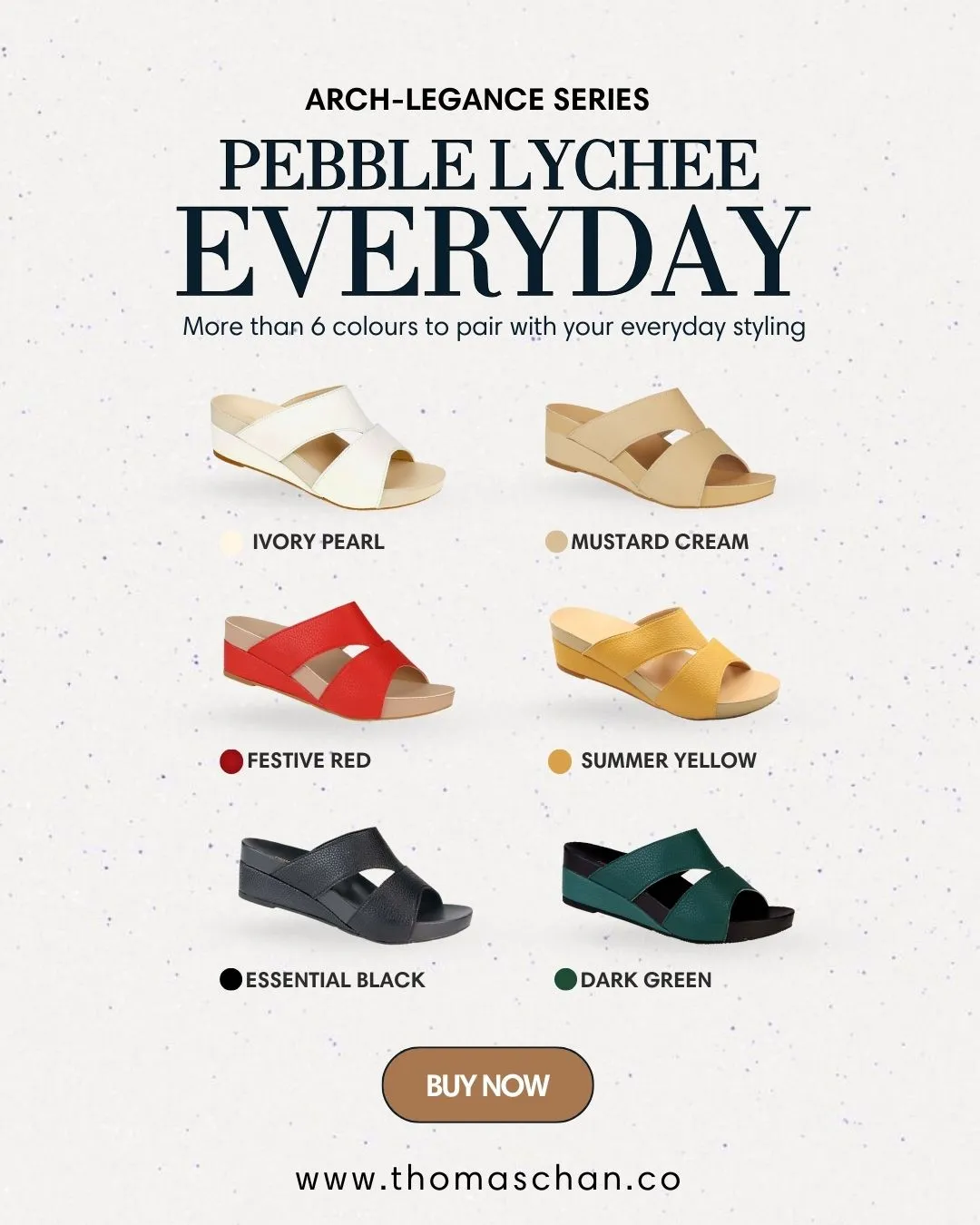 Pebble Lychee Everyday Low Wedge Slides 2" inch [Arch-legance Series]