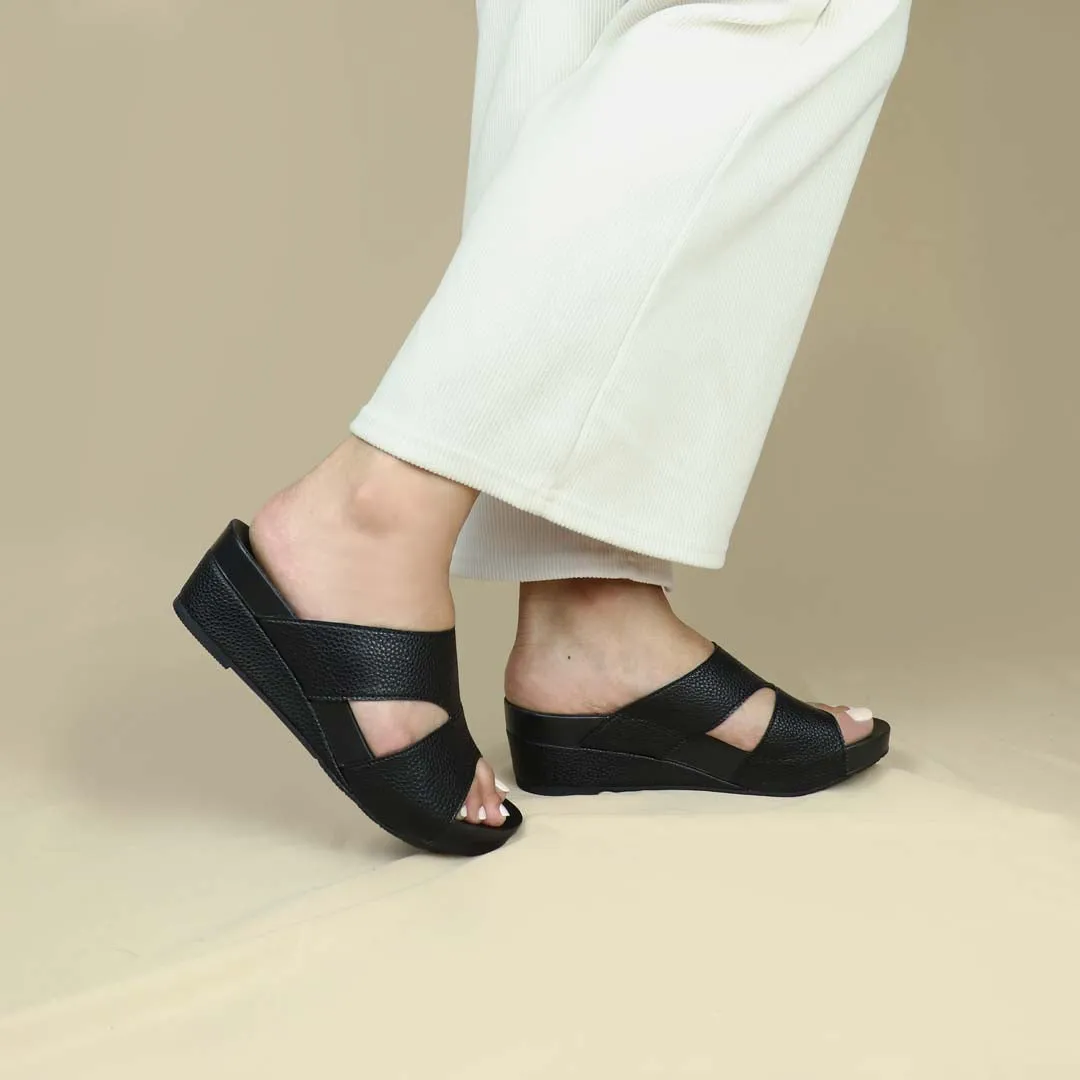Pebble Lychee Everyday Low Wedge Slides 2" inch [Arch-legance Series]