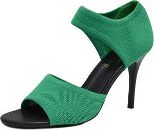 Peep Toe Heels for Women Sexy 3 Inches Stiletto High Heels for Women Dressy Slip On Comfortable Wide Stretchy Heels Knit Open Toe Booties Sandals Black Heels Sandals for Prom, Party and Work