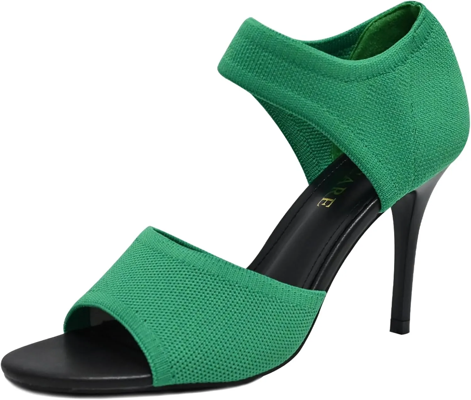 Peep Toe Heels for Women Sexy 3 Inches Stiletto High Heels for Women Dressy Slip On Comfortable Wide Stretchy Heels Knit Open Toe Booties Sandals Black Heels Sandals for Prom, Party and Work