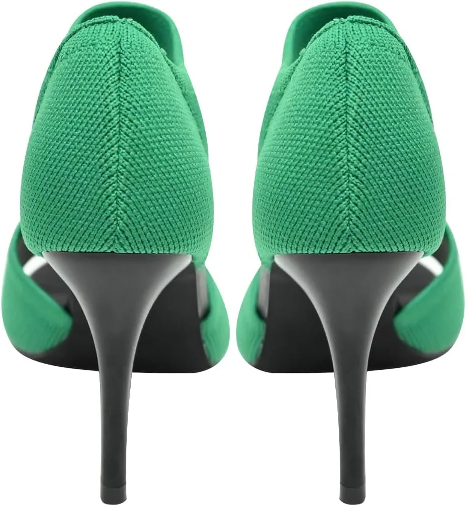 Peep Toe Heels for Women Sexy 3 Inches Stiletto High Heels for Women Dressy Slip On Comfortable Wide Stretchy Heels Knit Open Toe Booties Sandals Black Heels Sandals for Prom, Party and Work