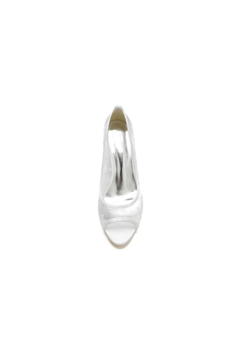 Peep Toe Slip-on Mesh Stiletto Heels