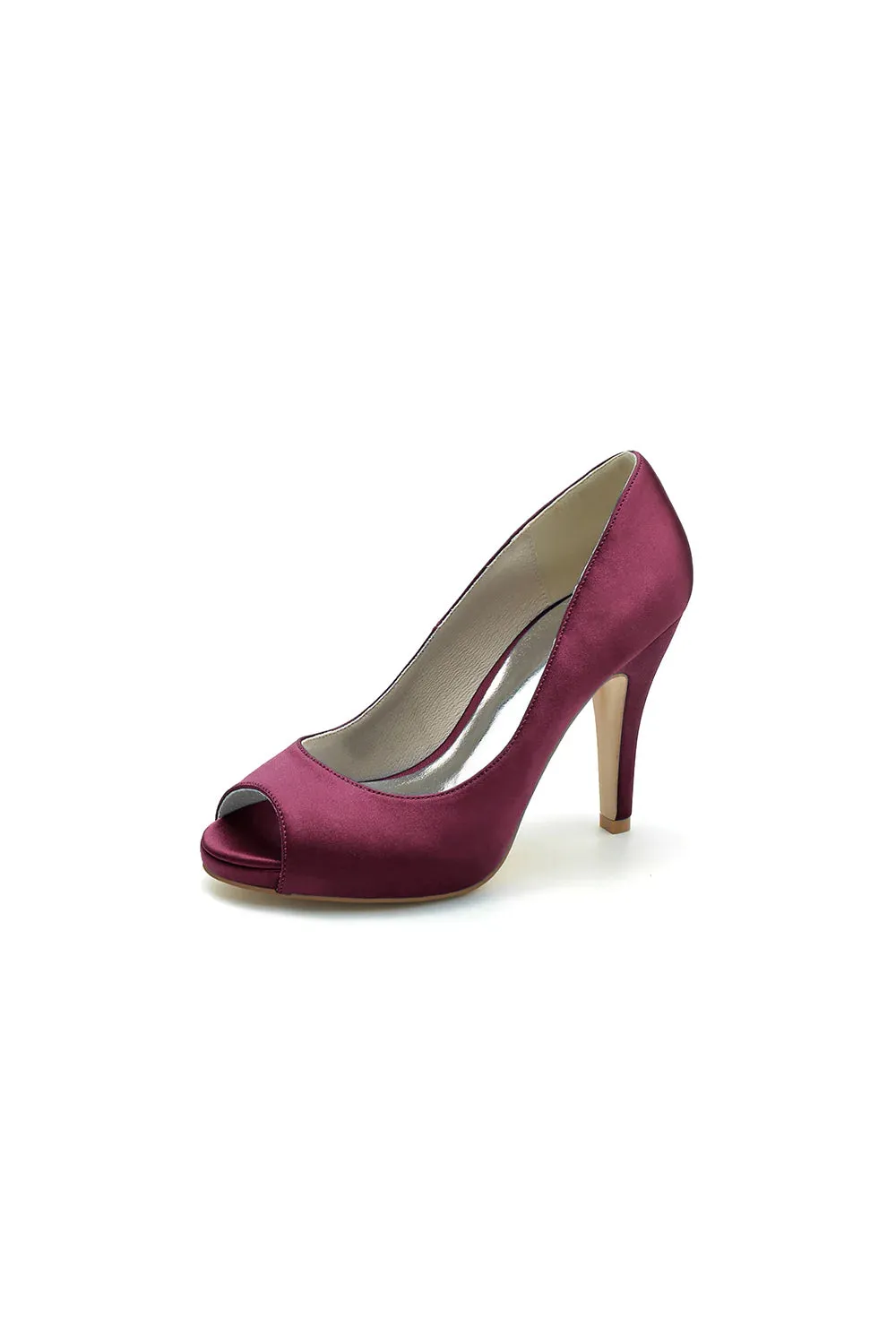 Peep Toe Slip-on Satin Stiletto Heels