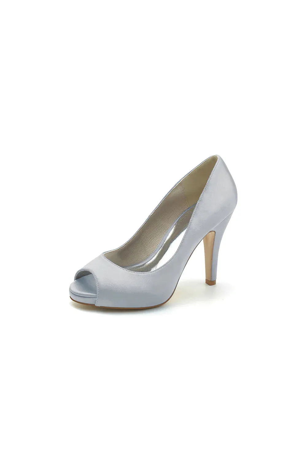 Peep Toe Slip-on Satin Stiletto Heels