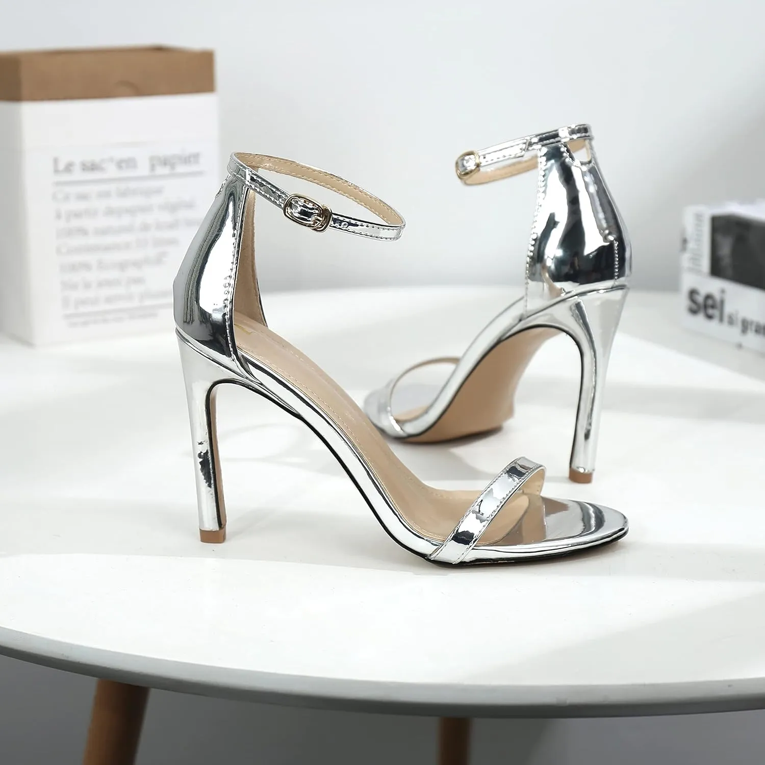 perixir Strappy Heels for Women High Stiletto Heels Sexy Prom Dressy Sandals Ankle Strap Heels Dainty Rope Stiletto Heel