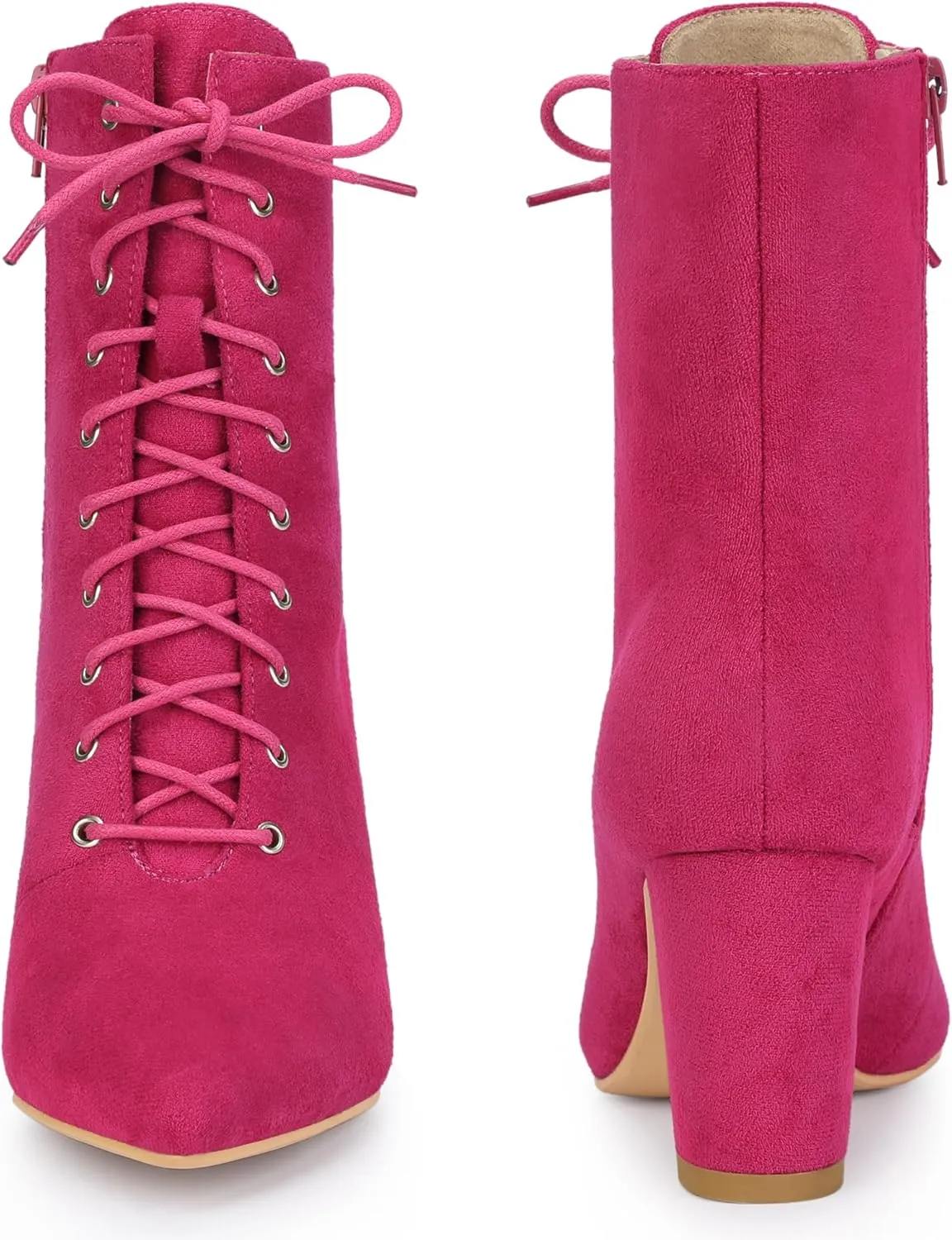Perphy Lace Up Pointed Toe Chunky Heel Ankle Boots for Women