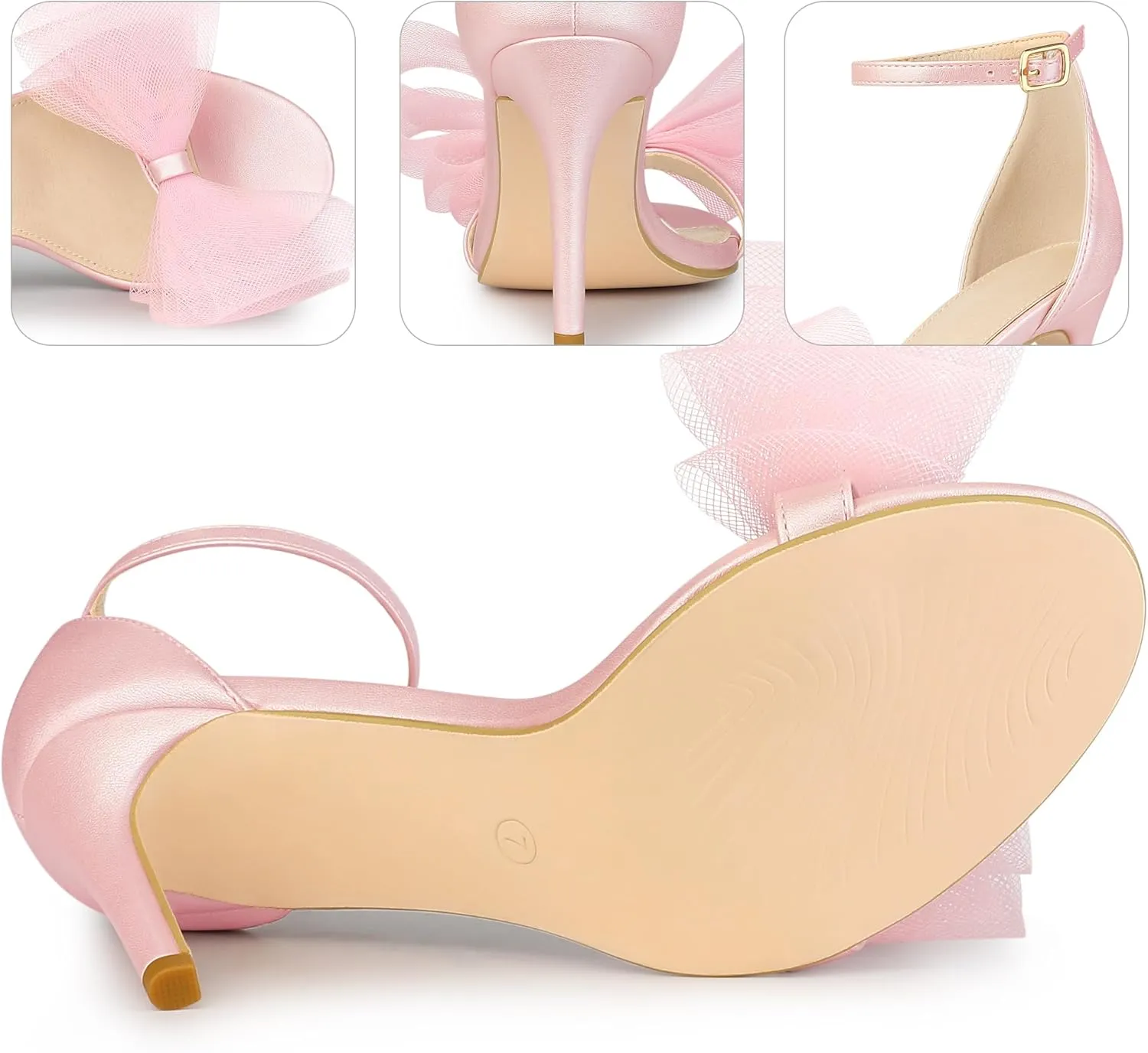 Perphy Open Toe High Heels Ankle Strap Bow Tie Stiletto Heel Sandals for Women