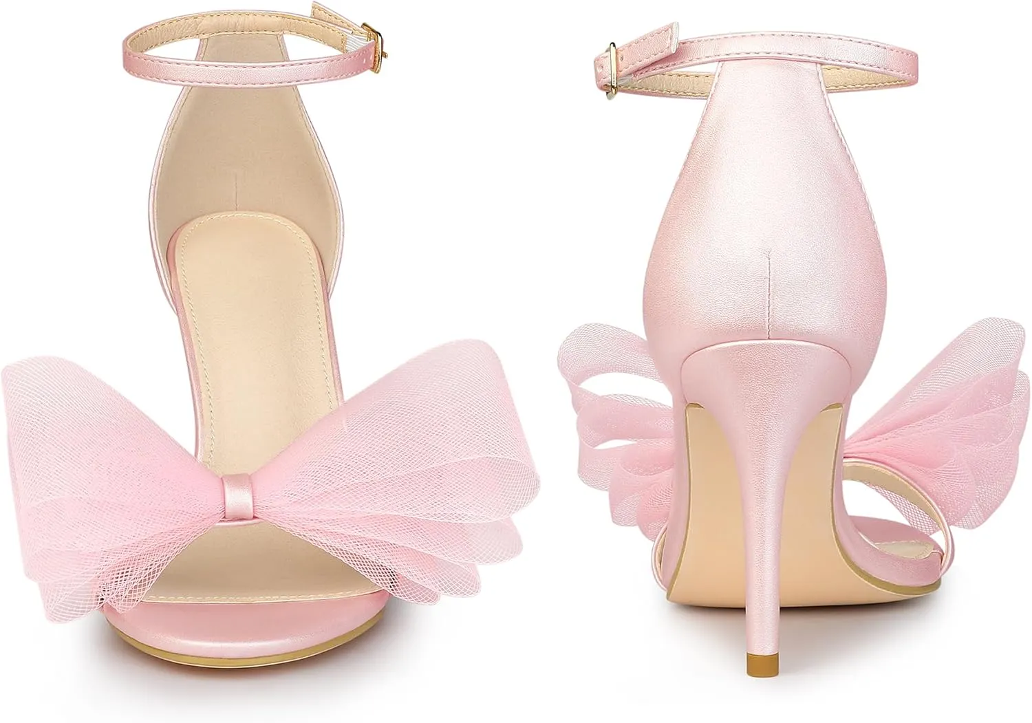 Perphy Open Toe High Heels Ankle Strap Bow Tie Stiletto Heel Sandals for Women