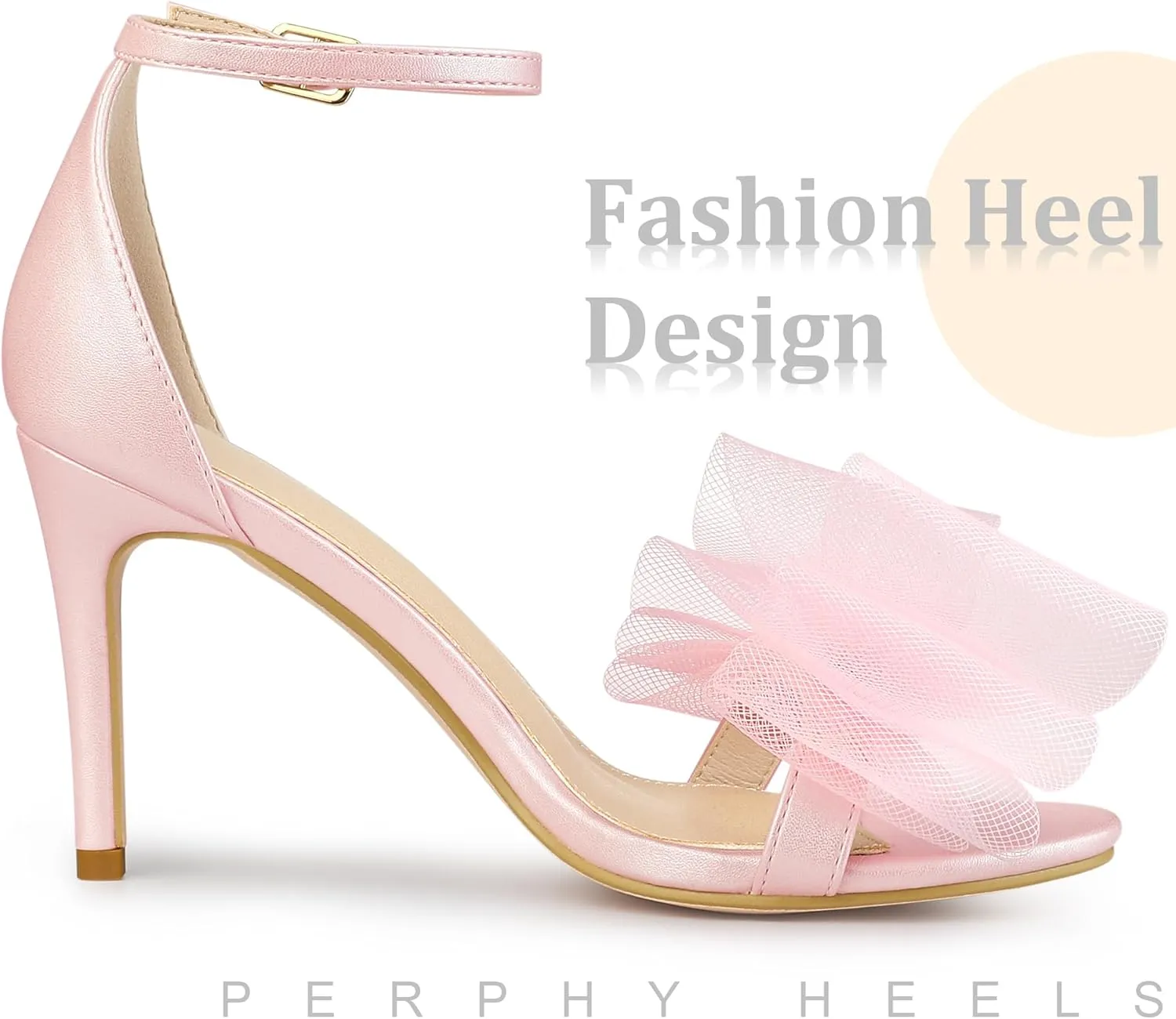 Perphy Open Toe High Heels Ankle Strap Bow Tie Stiletto Heel Sandals for Women