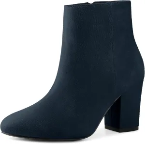 Perphy Round Toe Chunky High Heels Ankle Boots for Women