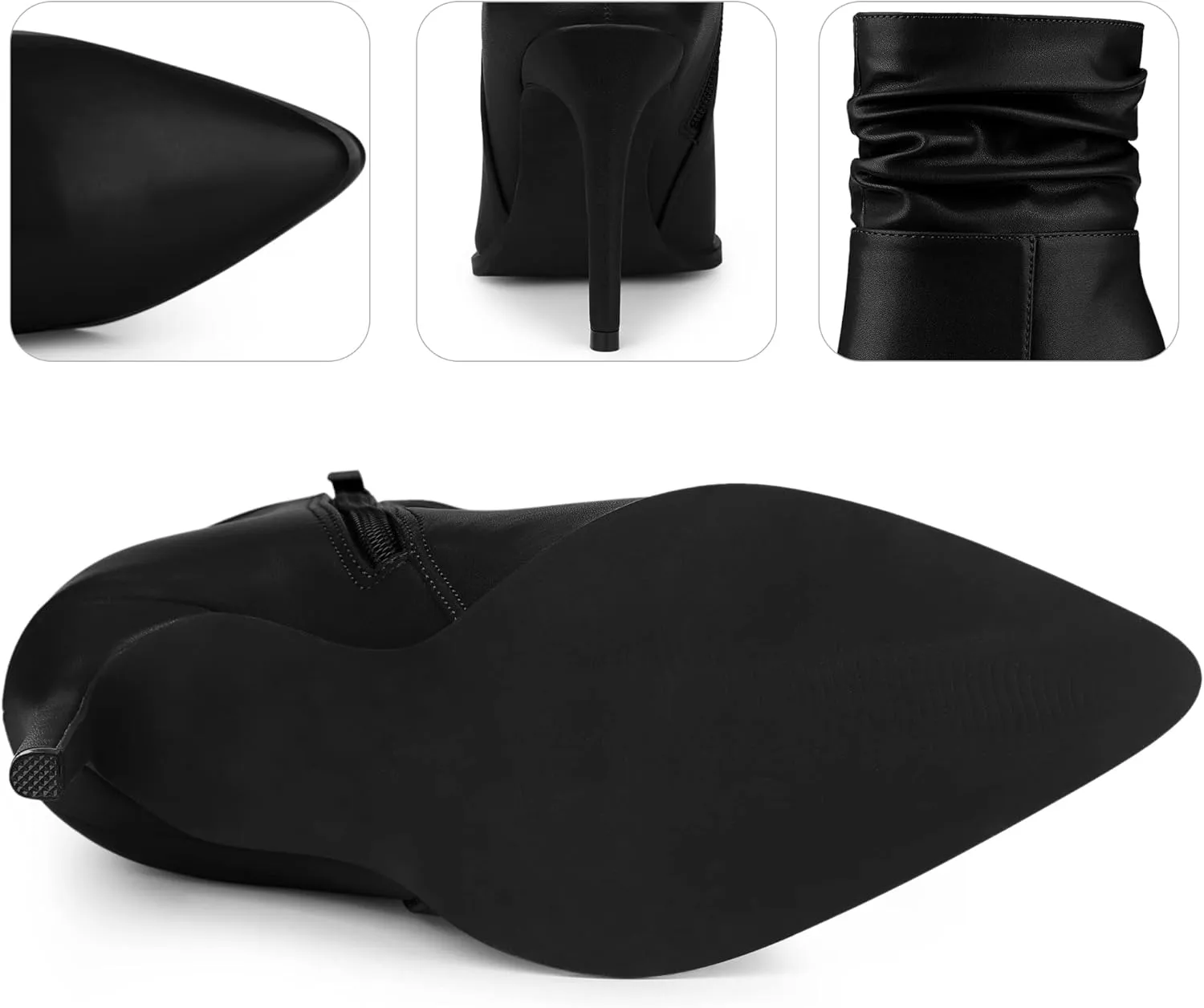 Perphy Slouch Pointed Toe Stiletto Heel Ankle Bootie Dressy Boots for Women