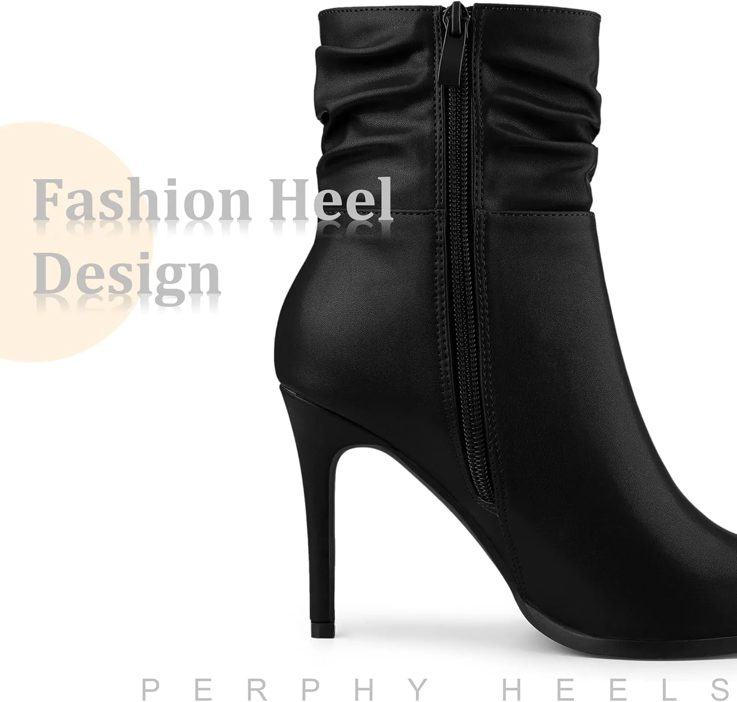 Perphy Slouch Pointed Toe Stiletto Heel Ankle Bootie Dressy Boots for Women