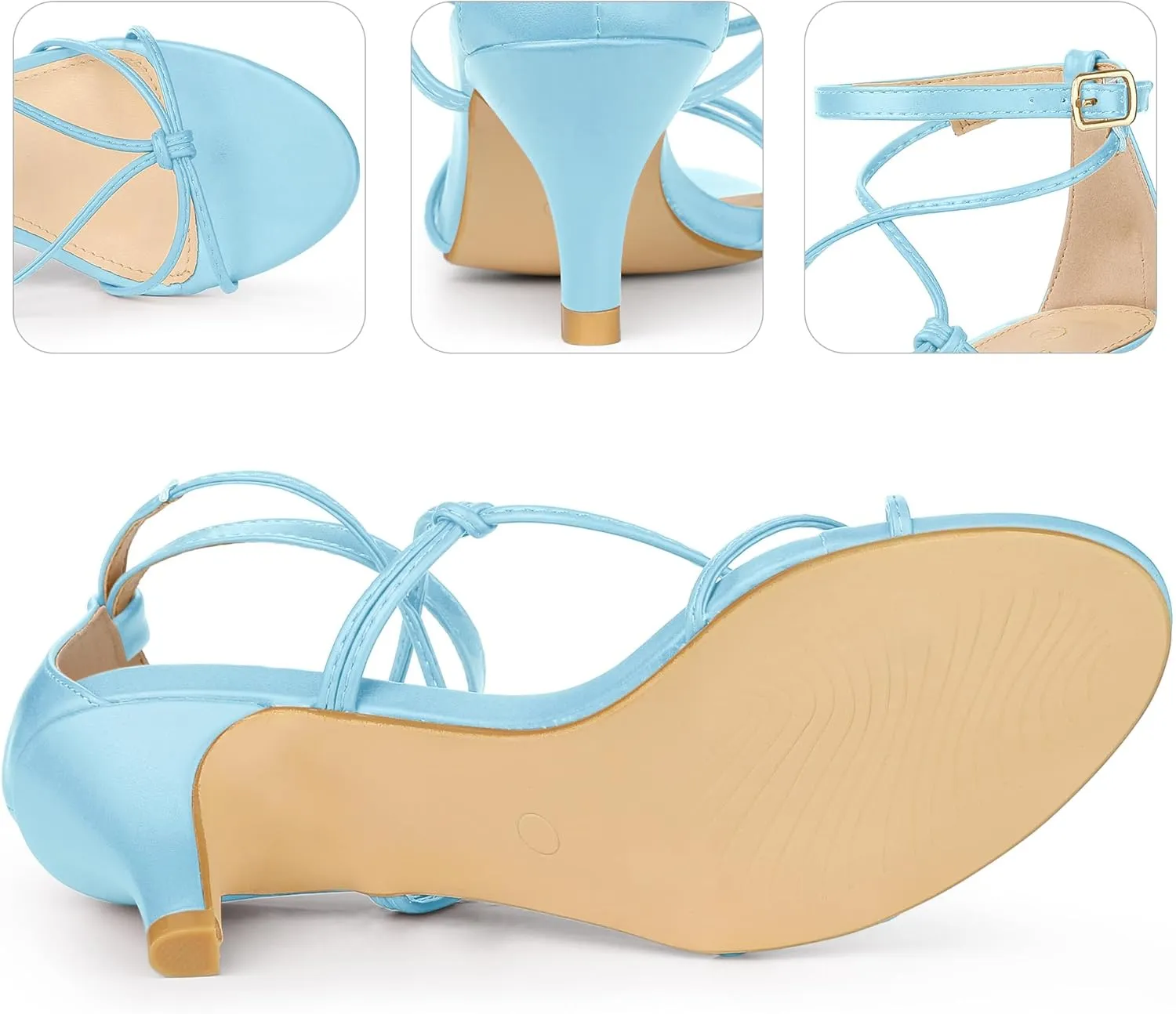 Perphy Strappy Knot Ankle Strap Kitten Heels Sandals for Women