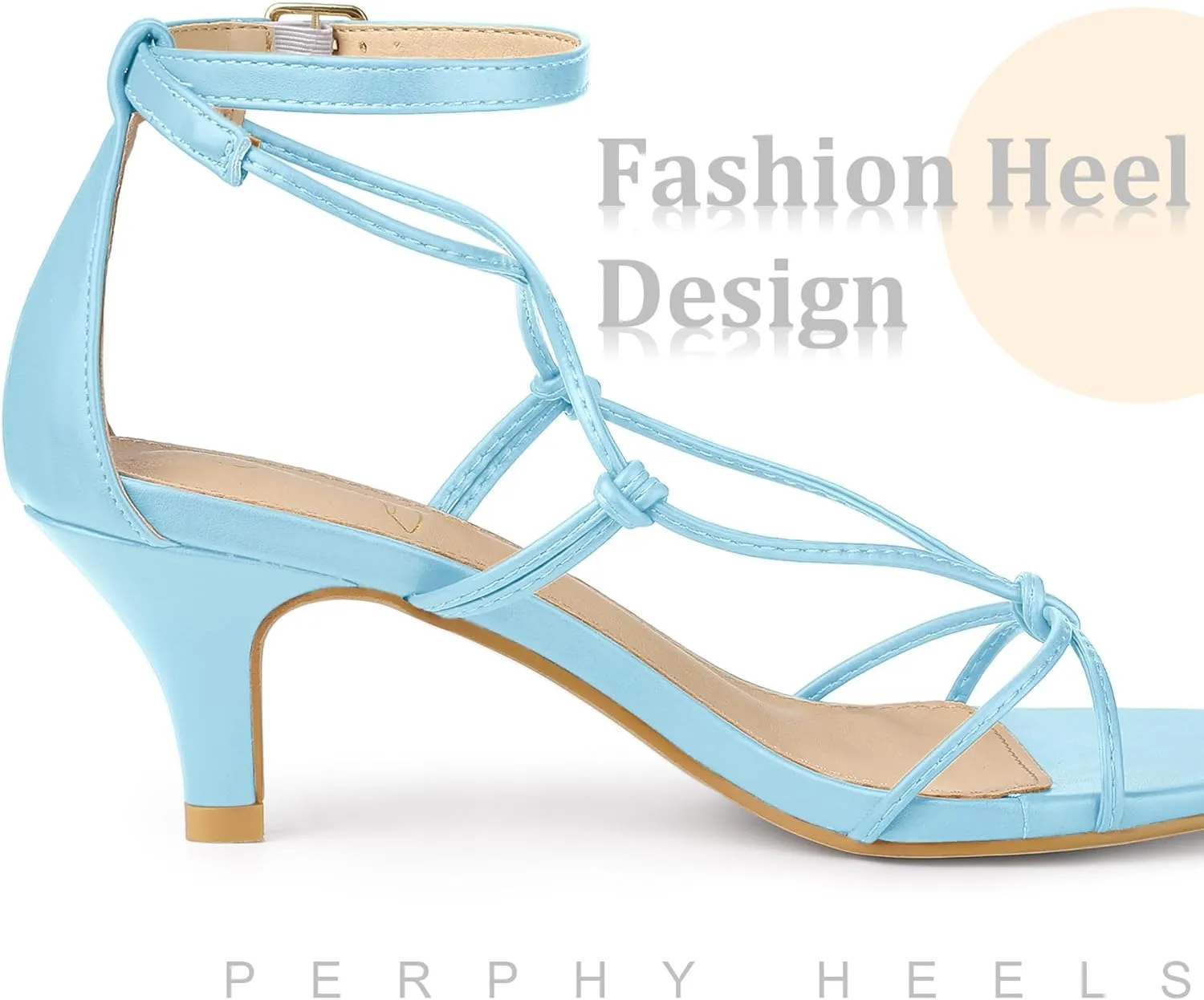Perphy Strappy Knot Ankle Strap Kitten Heels Sandals for Women
