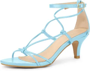 Perphy Strappy Knot Ankle Strap Kitten Heels Sandals for Women