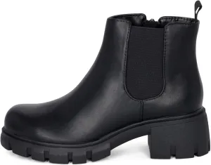 PINE-2 Kid's Lug Sole Mid Heel Chelsea Fashion Ankle Bootie w/Double Elastic Gore Children/Kids
