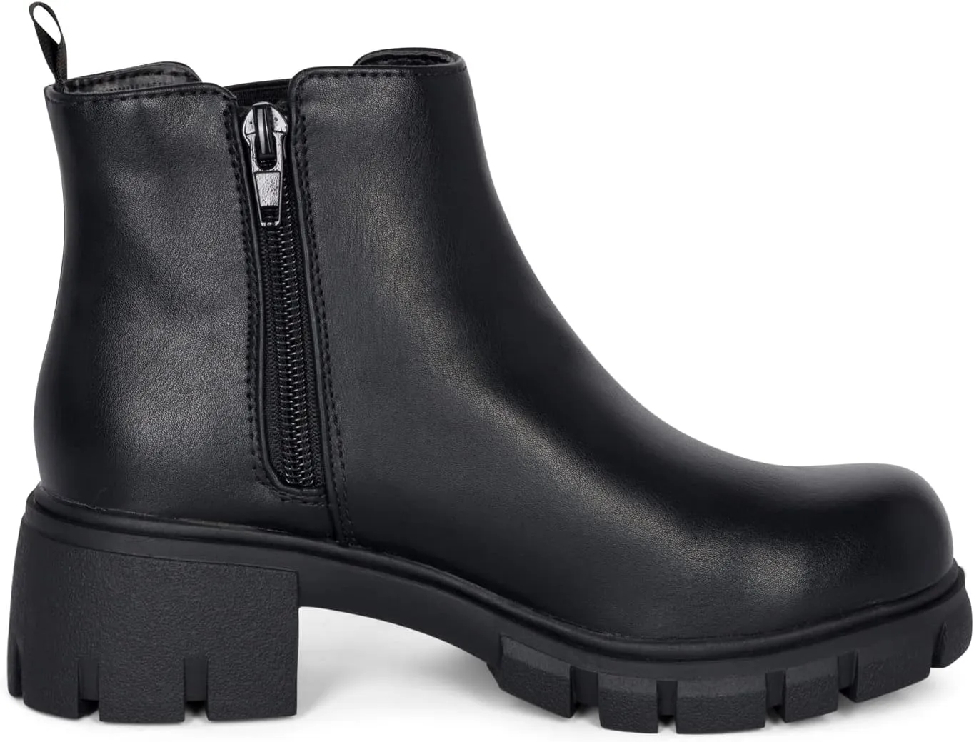 PINE-2 Kid's Lug Sole Mid Heel Chelsea Fashion Ankle Bootie w/Double Elastic Gore Children/Kids