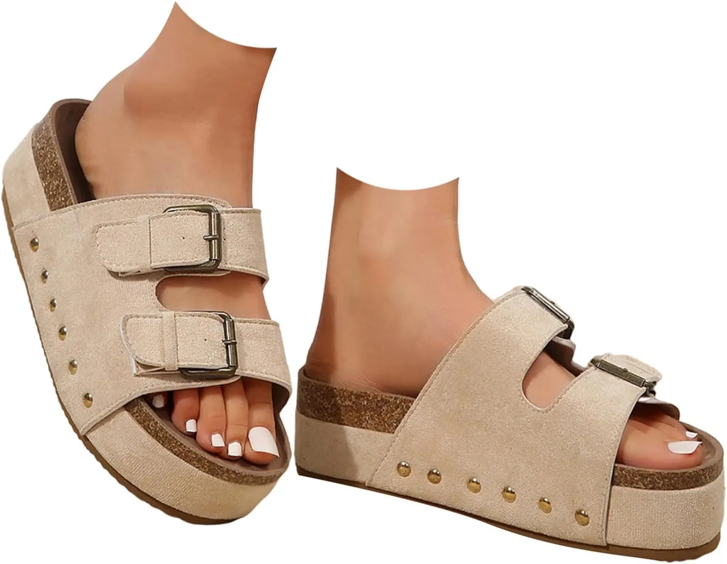 Platform Sandals for Women Dressy Fashion Wedges Sandals Non-Slip Casual Summer High Heels Open Toe Genuine Leather Sandals Slip on Shoes Women Footwear
