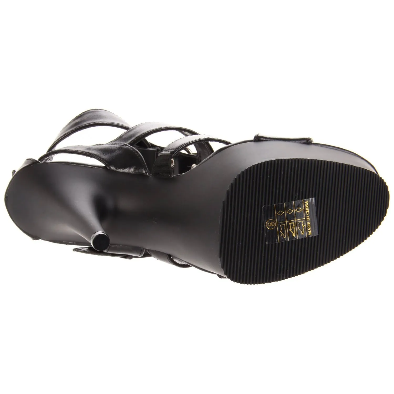 PLEASER DELIGHT-658 Black T-Strap Sandals