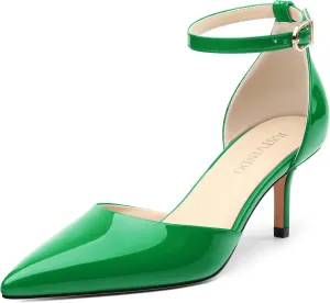 Pointed Closed Toe Heels for Women, Women's Ankle Strap Pumps, Wedding Party Office Business Dress Shoes