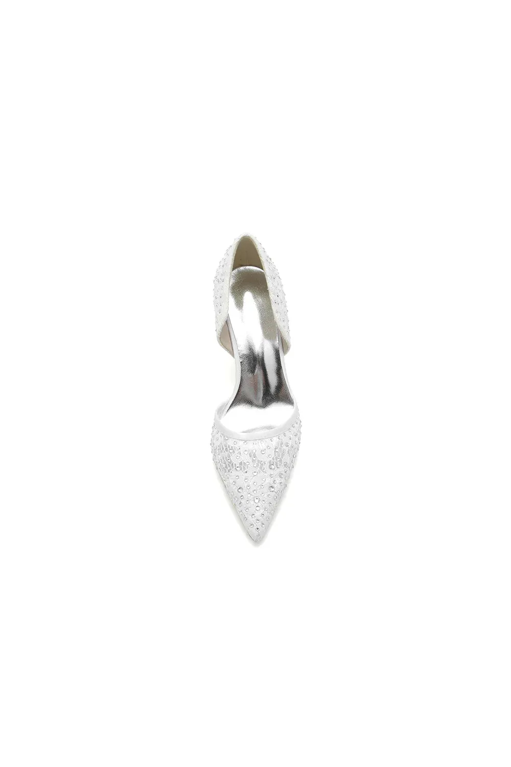 Pointed Toe Beaded Lace Wedding Stiletto Heels