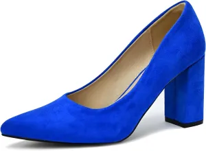 Pointed Toe Chunky Heels for Women High Heels Women's Pumps Closed Toe Slip On Comfortable Heels Pumps Shoes Trendy Classic Pumps Dress Shoes for Prom, Work, Wedding Bride Bridesmaid