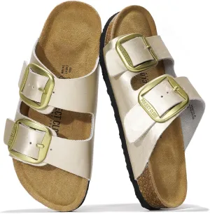 Project Cloud Genuine Leather Flat Sandals for Women 2025 Comfortable Beach Essentials Womens Sandals Memory Foam Vacation Essentials Slides for Women Footwear (Santorini)