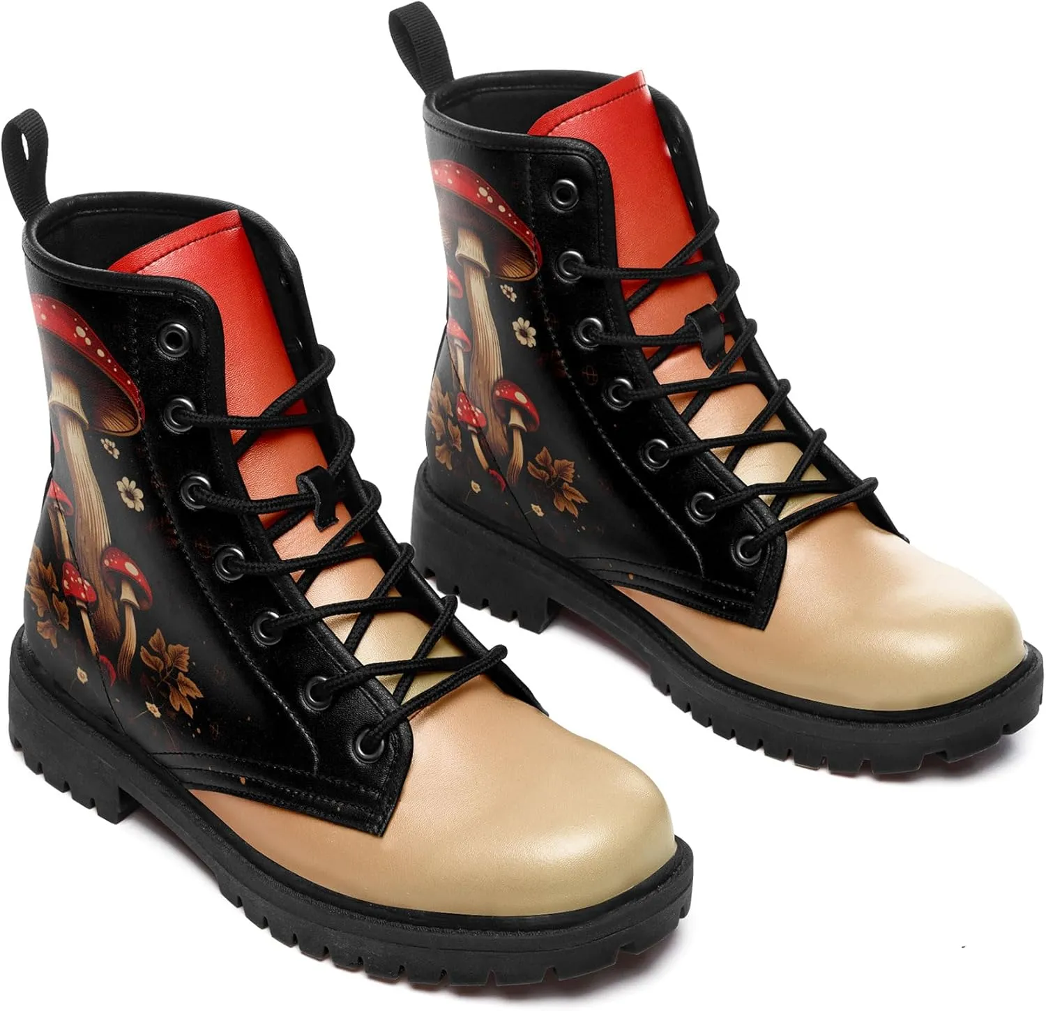 Punk Combat Boots, Stylish Motorcycle Booties for Men & Women, Waterproof Work Boot with Artistic Design