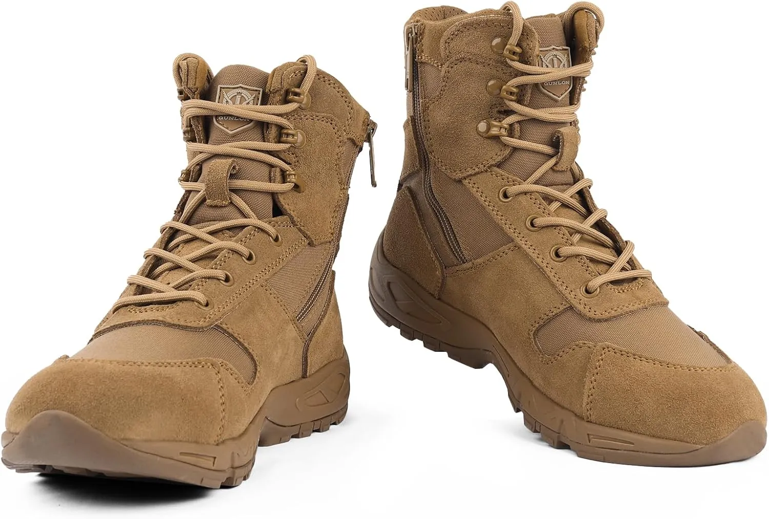 QUNLON Tactical Military Combat Boots Lightweight Desert Jungle Army Work Outdoor Motorcycle Boots Side Zipper