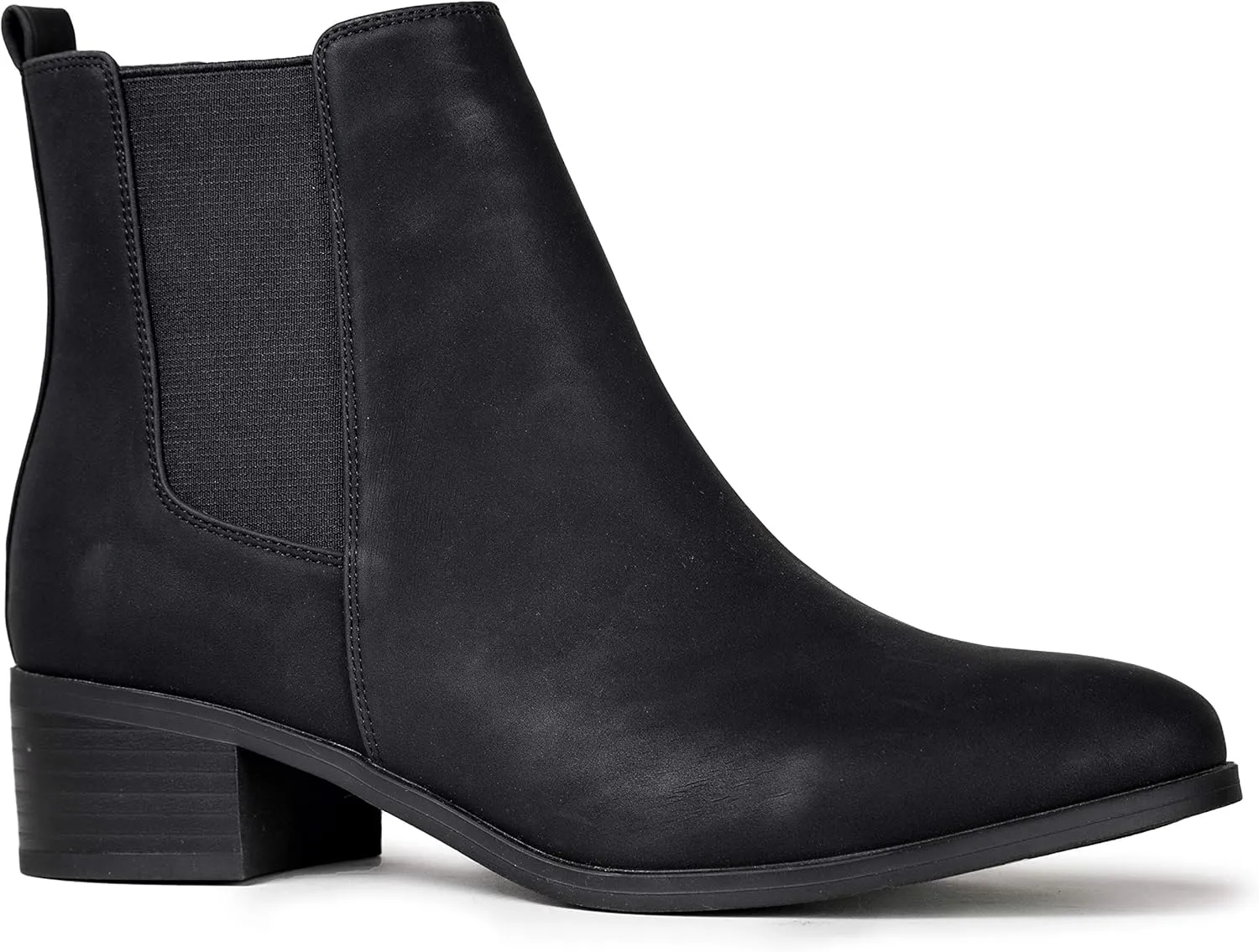 Qupid Women's Repeat Chelsea Ankle Low Heel Boots, Black Nubuck, 8.5