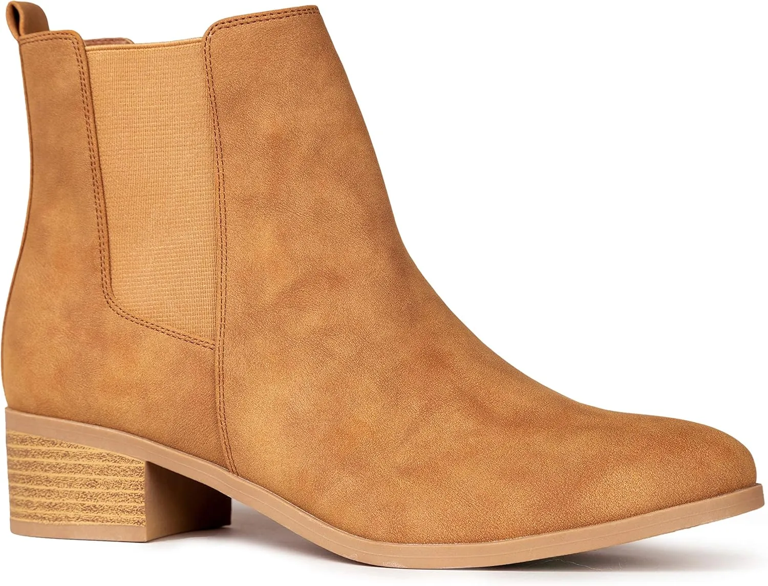 Qupid Women's Repeat | Chelsea Ankle Low Heel Boots, Camel Distress Nubuck, 10