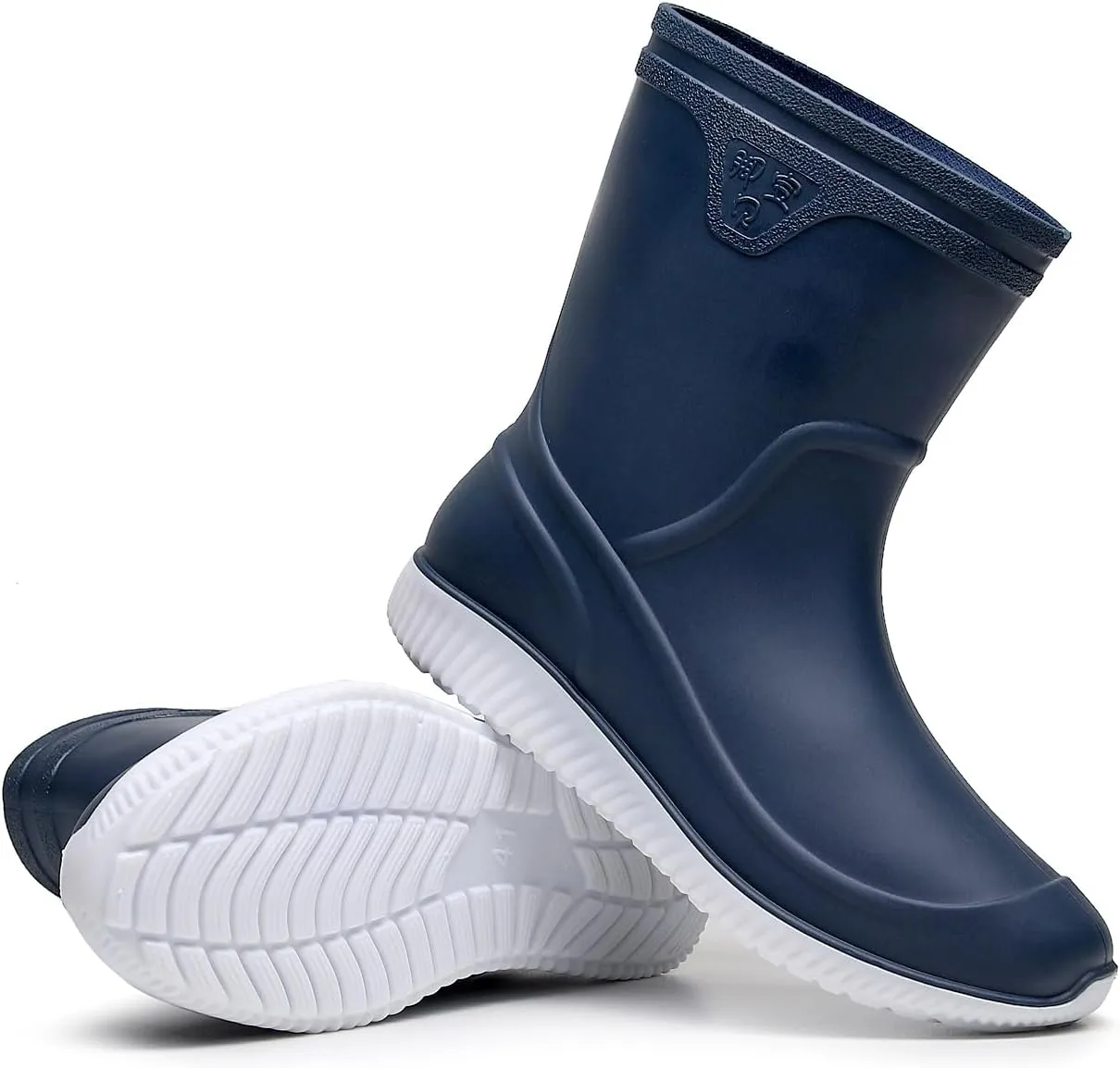 Rain Boots for Men, Non-Slip PVC Rubber Boots Mens Garden Boots, Waterproof Mid-Calf Raining Shoes, Durable Work Mud Boots, Comfort Chelsea Ankle Rain Boots Fishing Shoes for Outdoor Work