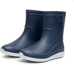 Rain Boots for Men, Non-Slip PVC Rubber Boots Mens Garden Boots, Waterproof Mid-Calf Raining Shoes, Durable Work Mud Boots, Comfort Chelsea Ankle Rain Boots Fishing Shoes for Outdoor Work