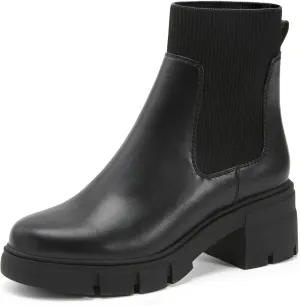 REDTOP Women's Elastic Chelsea Boots Chunky Block Heel Platform Lug Sole Ankle Booties