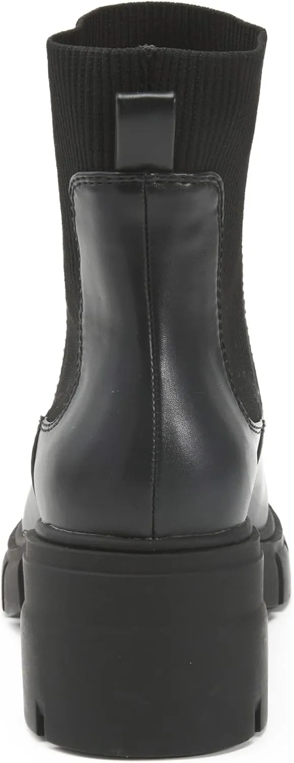 REDTOP Women's Elastic Chelsea Boots Chunky Block Heel Platform Lug Sole Ankle Booties