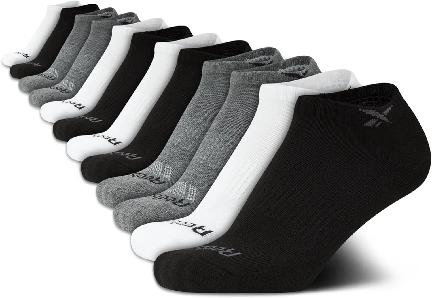 Reebok Boys' Low Cut Socks - 12 Pack Stretch Performance No Show Socks with Arch Support - Cushioned Athletic Socks for Boys