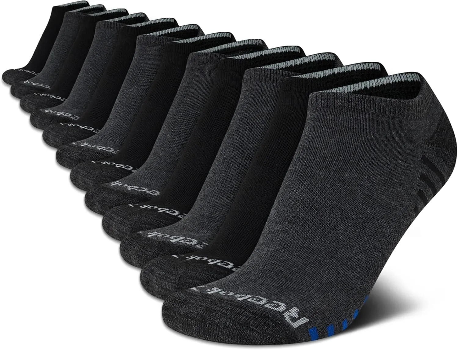 Reebok Boys' Low Cut Socks - 12 Pack Stretch Performance No Show Socks with Arch Support - Cushioned Athletic Socks for Boys