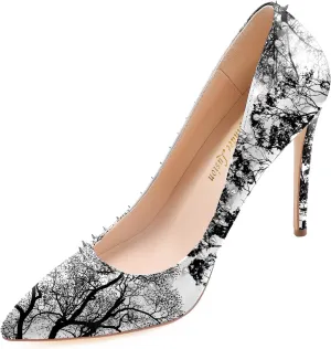 Reindee Lusion Womens 4 Inches High Stiletto Heels Pumps Rivets Closed Toe Sexy Shoes
