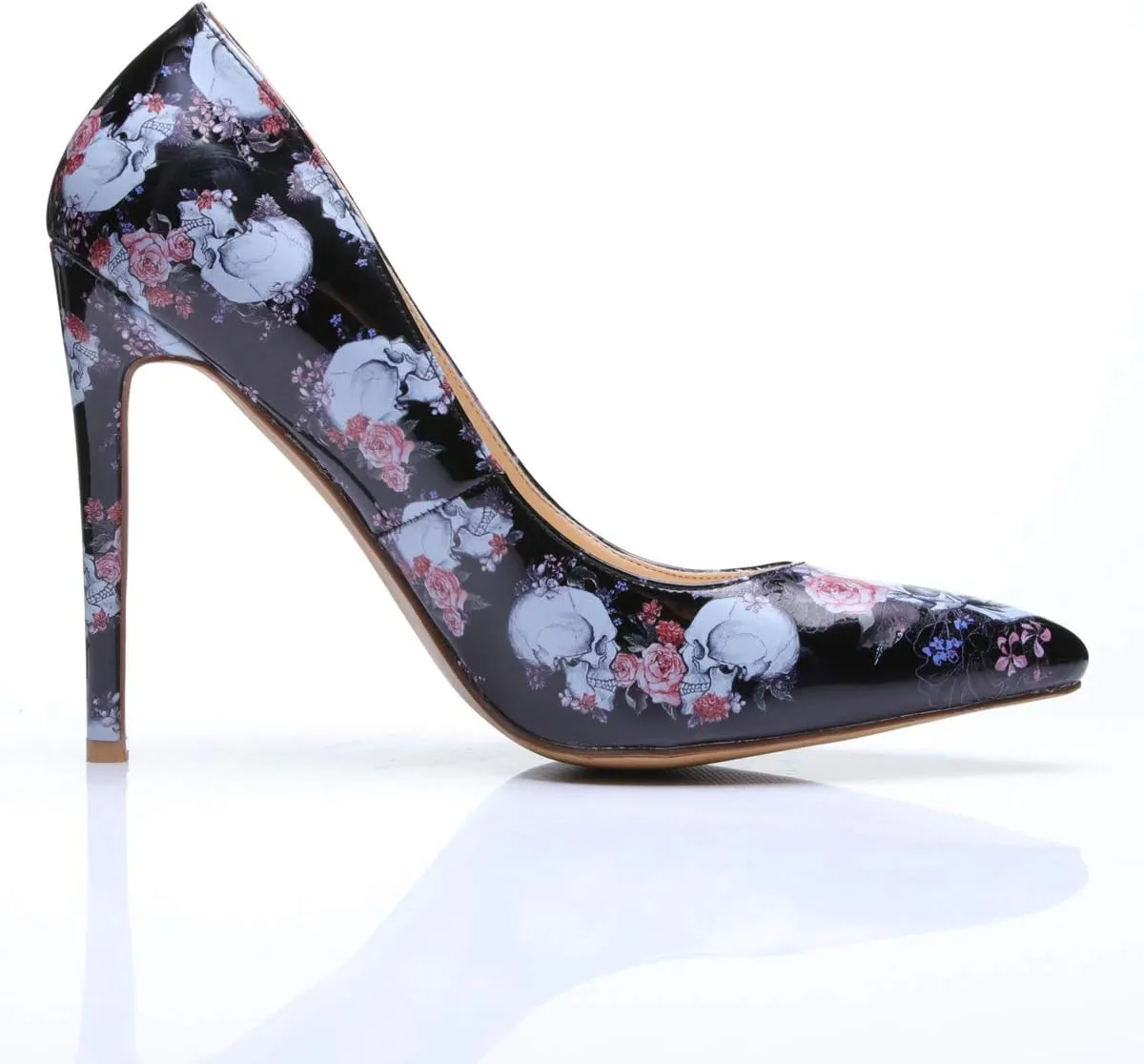 Reindee Lusion Womens High Stiletto Heels Pumps Music Note Printed Closed Toe Sexy Shoes