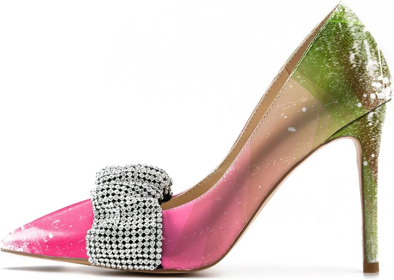 Reindee Lusion Womens High Stiletto Heels Pumps Music Note Printed Closed Toe Sexy Shoes
